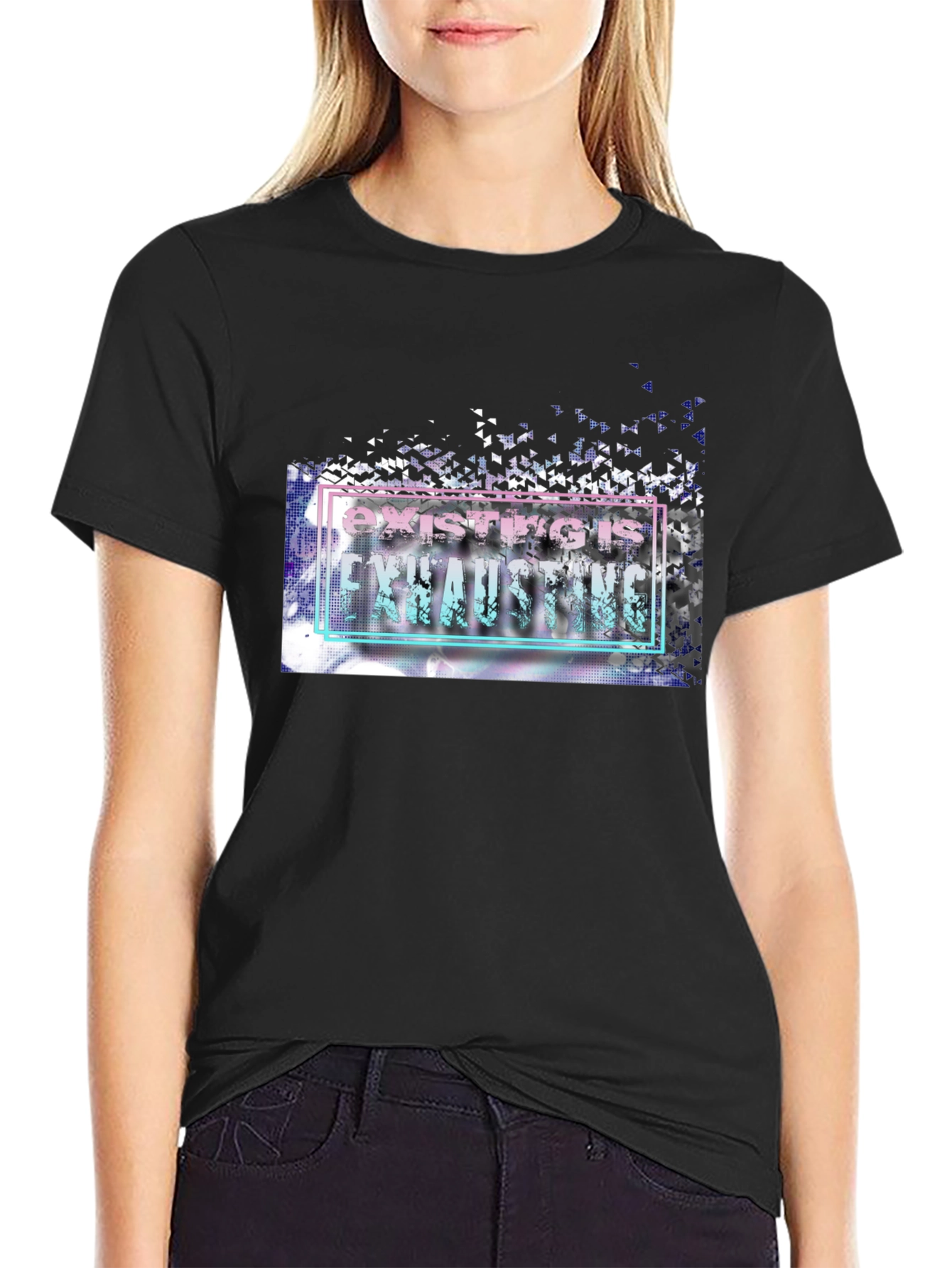 Existing is Exhausting Graphic Tee - Unisex Black T-Shirt