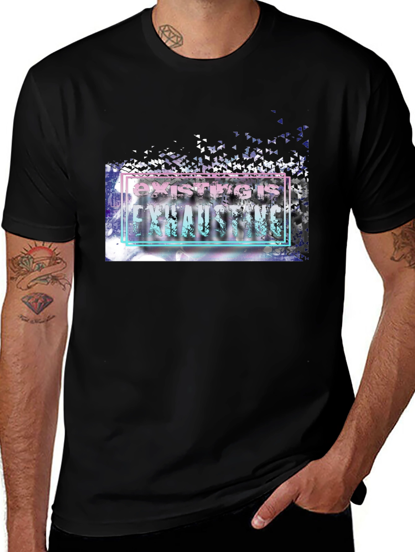 Existing is Exhausting Graphic Tee - Unisex Black T-Shirt