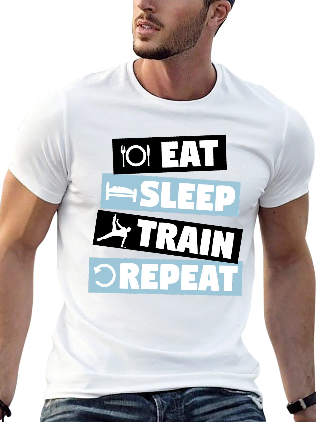 Eat Sleep Train Repeat Graphic T-Shirt