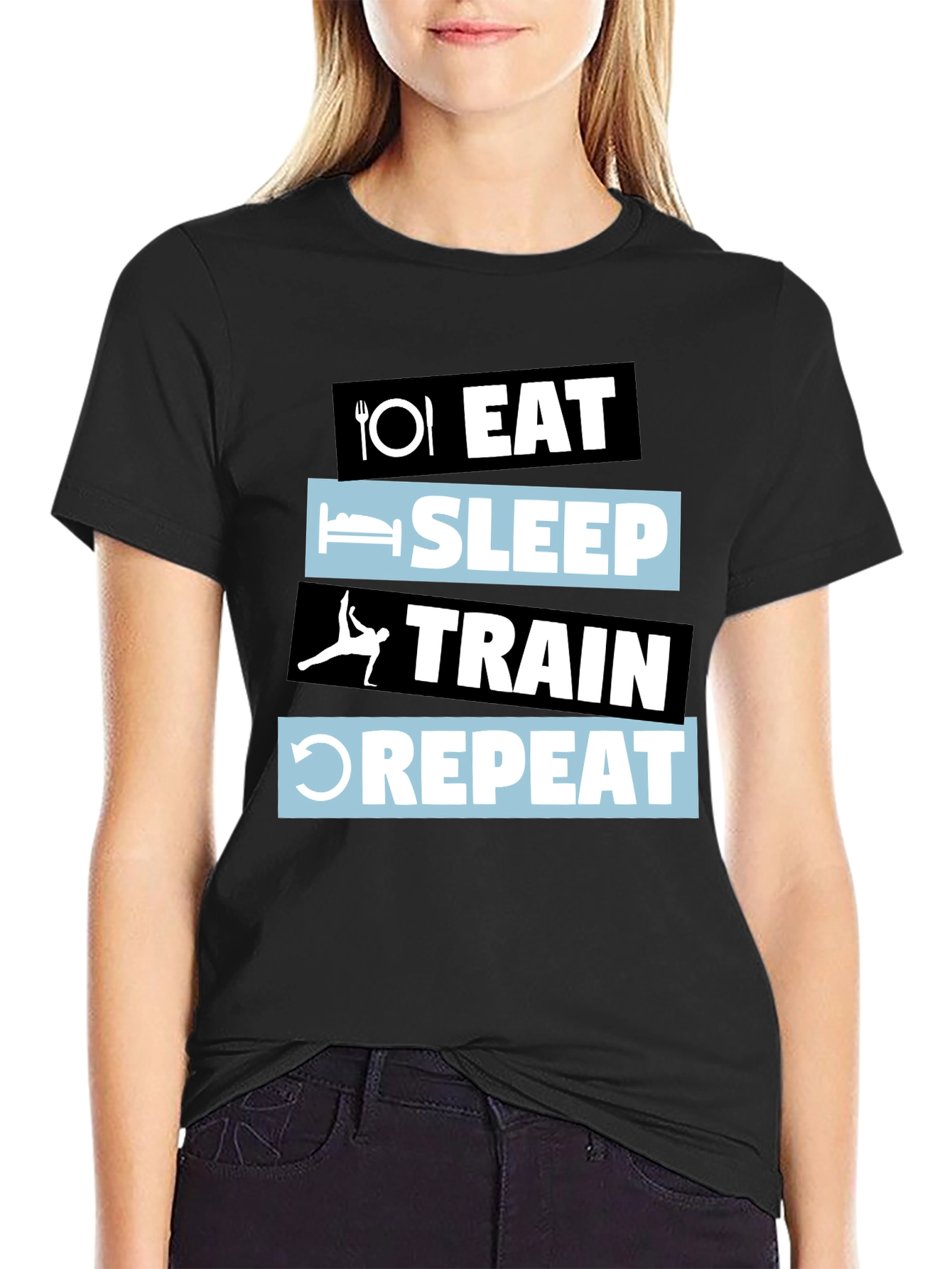 Eat Sleep Train Repeat Graphic T-Shirt