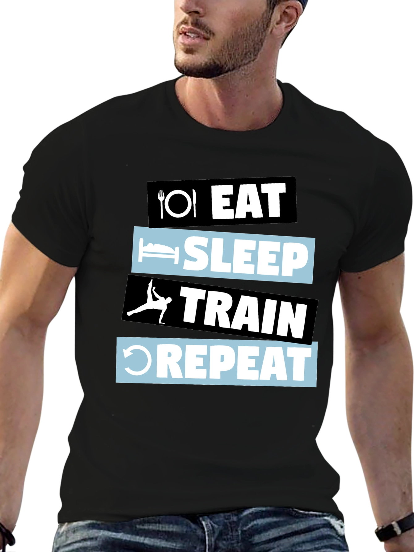 Eat Sleep Train Repeat Graphic T-Shirt