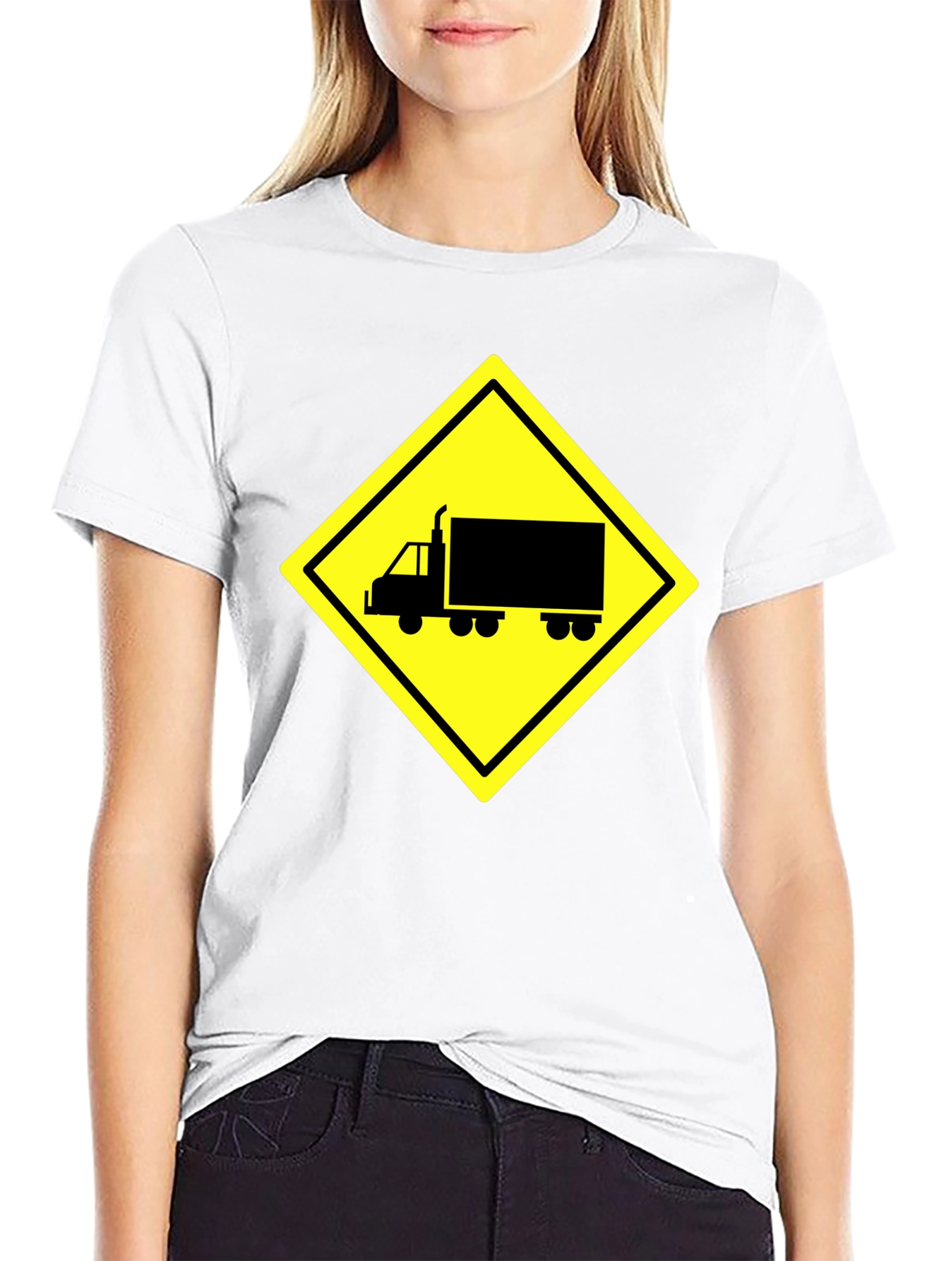 Truck Crossing Sign Graphic Tee - Black