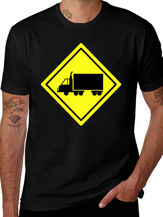 Truck Crossing Sign Graphic Tee - Black