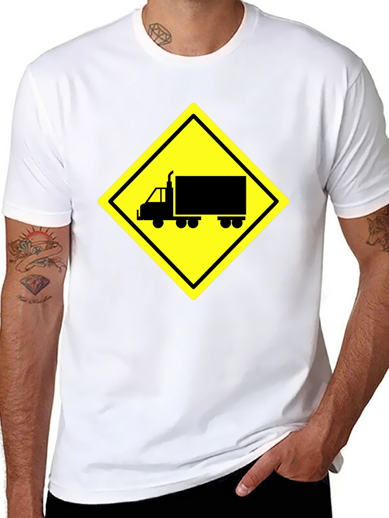 Truck Crossing Sign Graphic Tee - Black