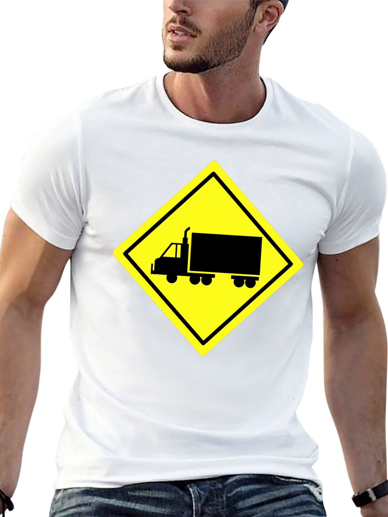 Truck Crossing Sign Graphic Tee - Black