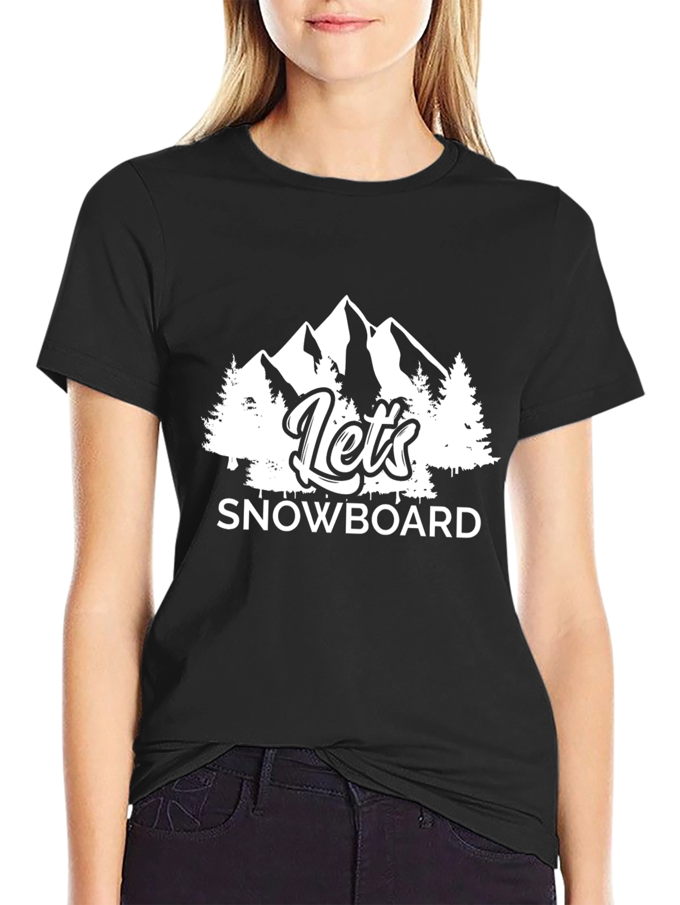 Lets Snowboard Black Graphic T-Shirt