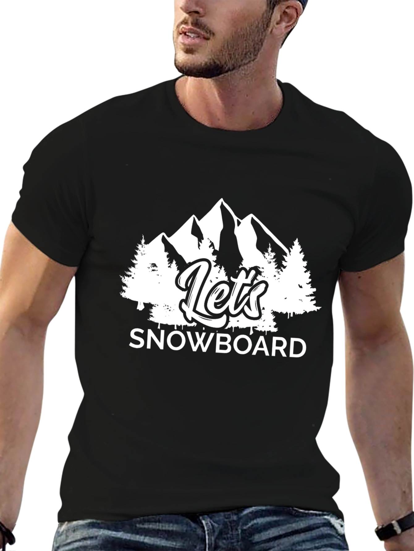 Lets Snowboard Black Graphic T-Shirt