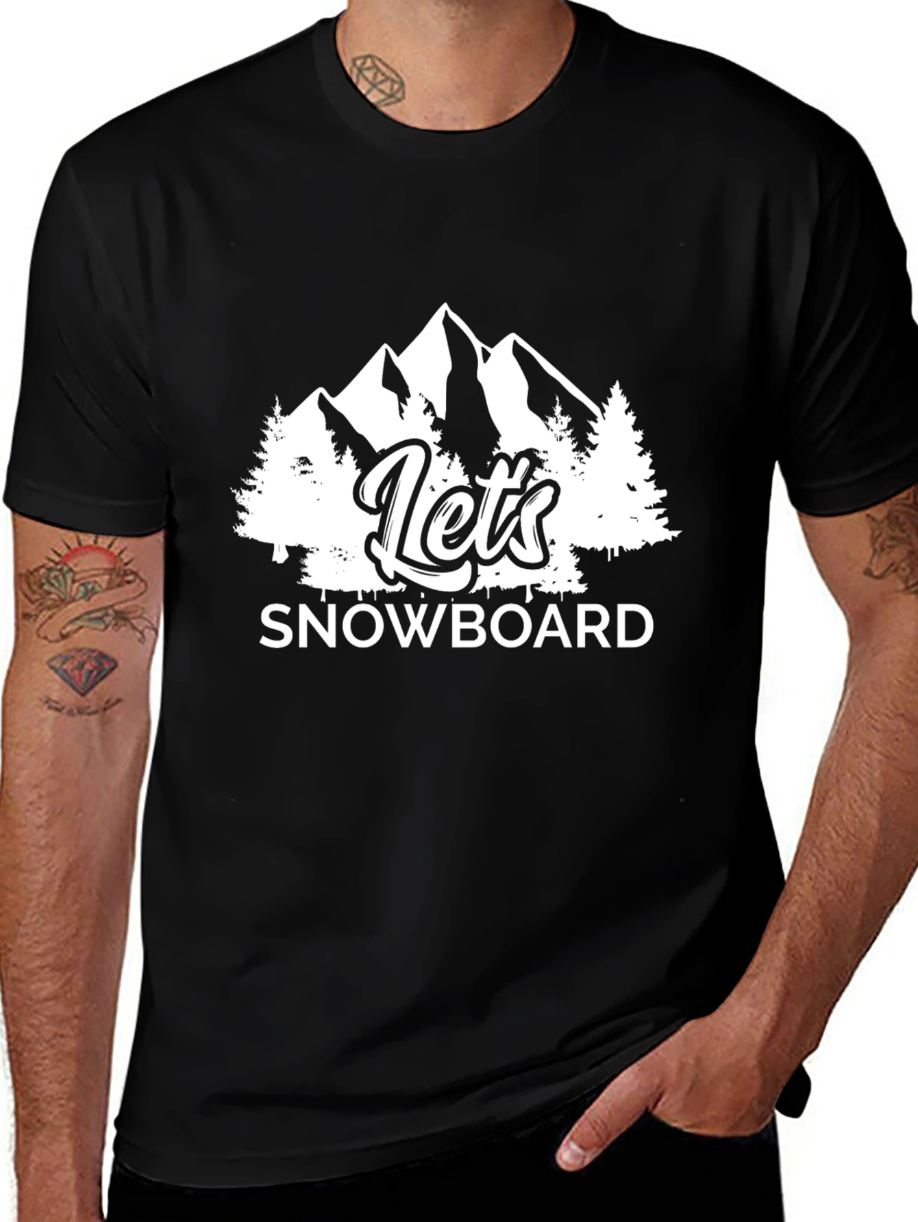 Lets Snowboard Black Graphic T-Shirt