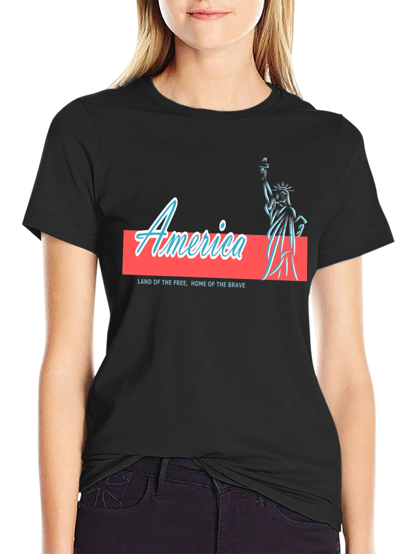 America Statue of Liberty Graphic T-Shirt