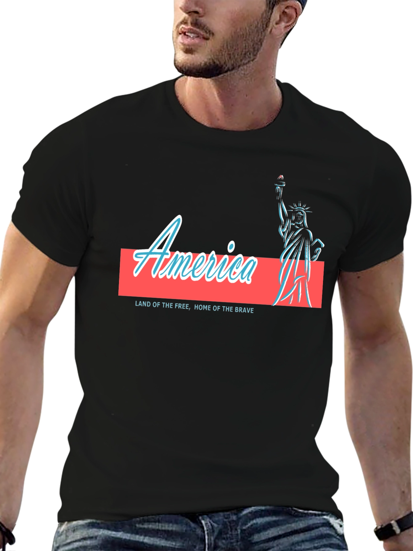 America Statue of Liberty Graphic T-Shirt