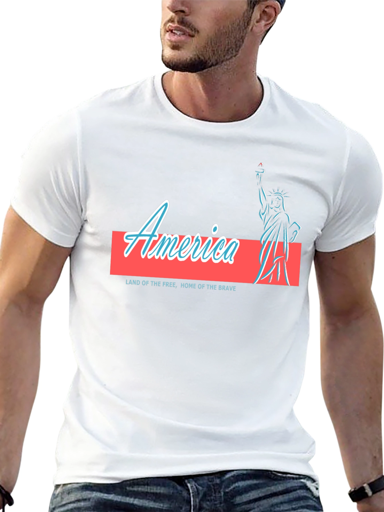 America Statue of Liberty Graphic T-Shirt