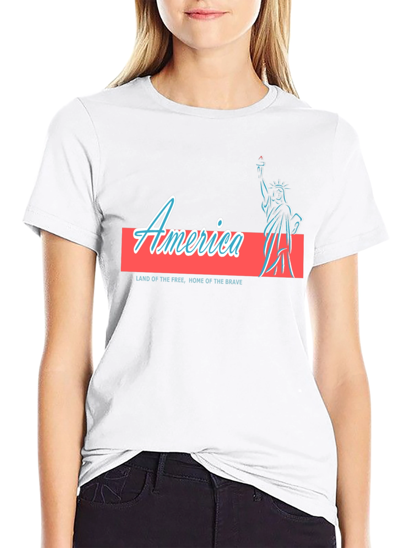 America Statue of Liberty Graphic T-Shirt
