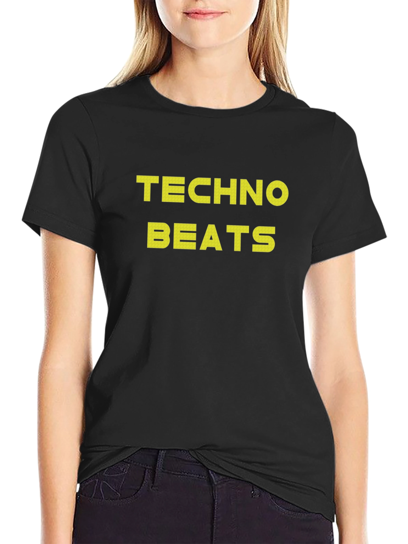 Techno Beats Graphic T-Shirt - Black Crew Neck Tee