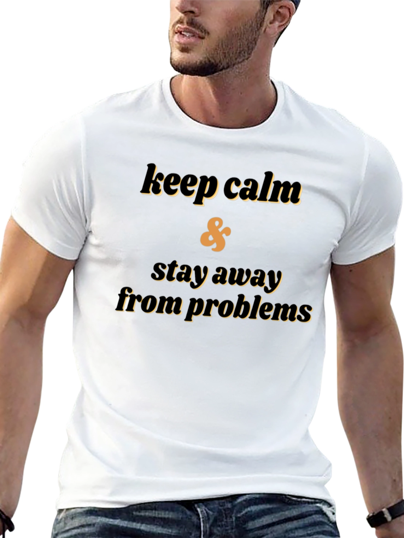 Keep Calm Stay Away From Problems Black T-Shirt