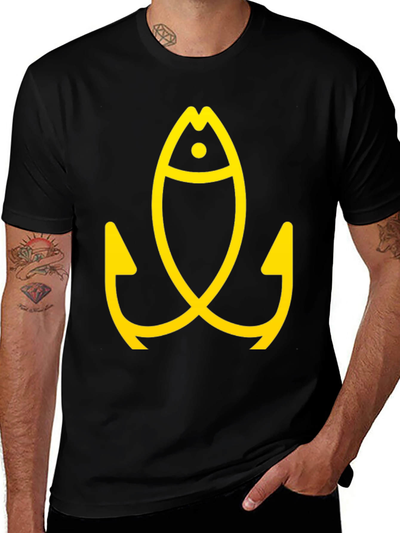 Fishing Fish Hook Black Tee