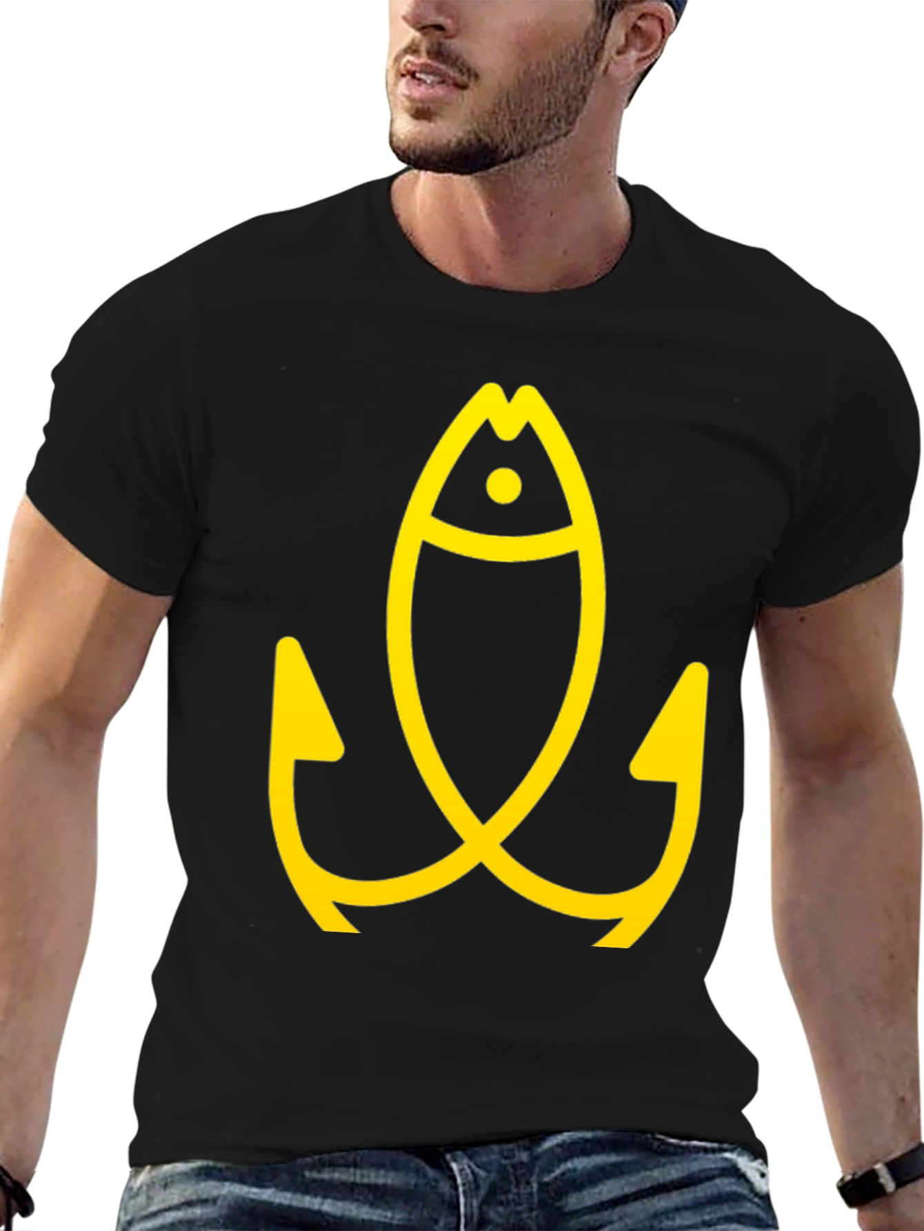 Fishing Fish Hook Black Tee