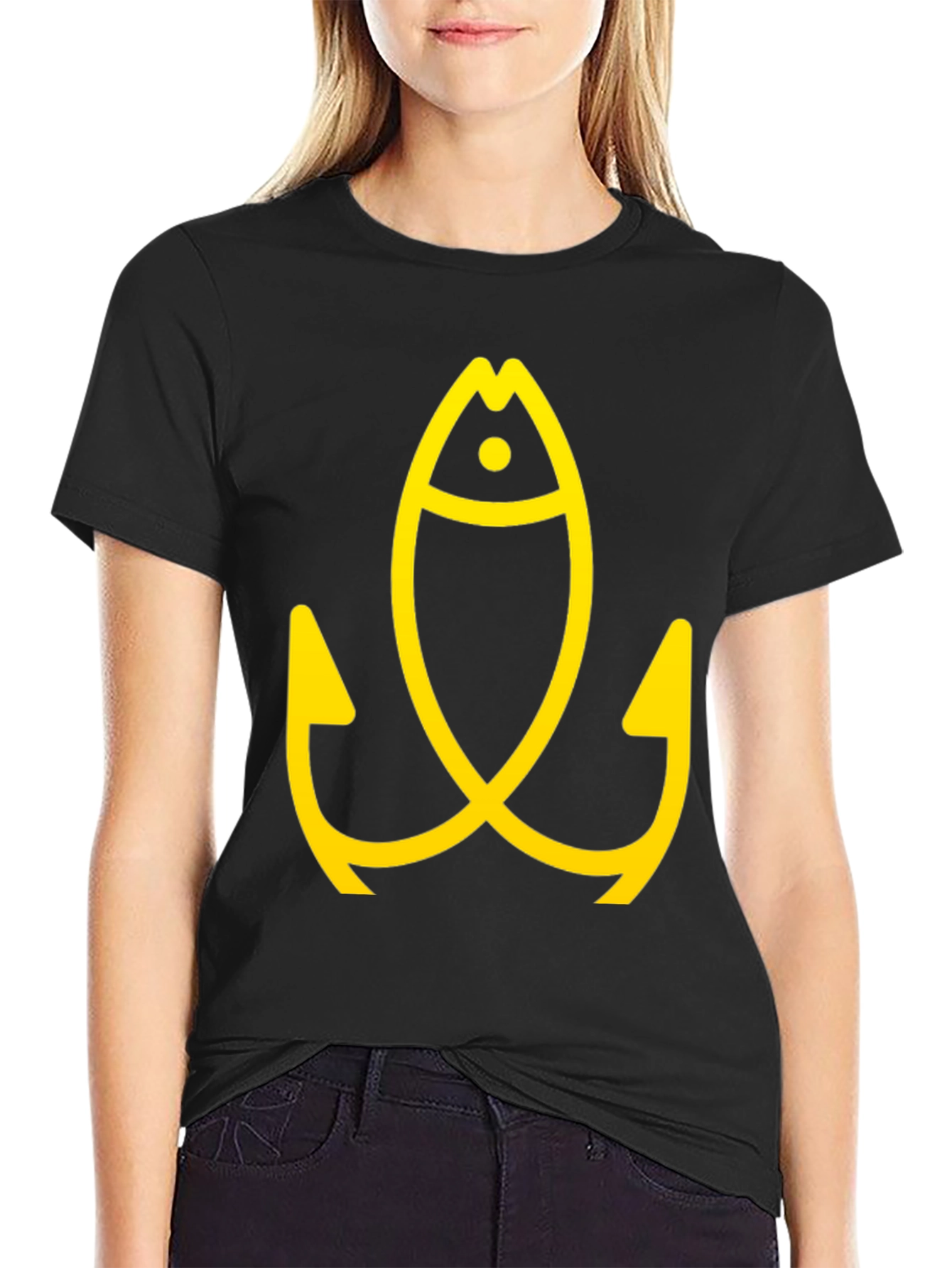 Fishing Fish Hook Black Tee