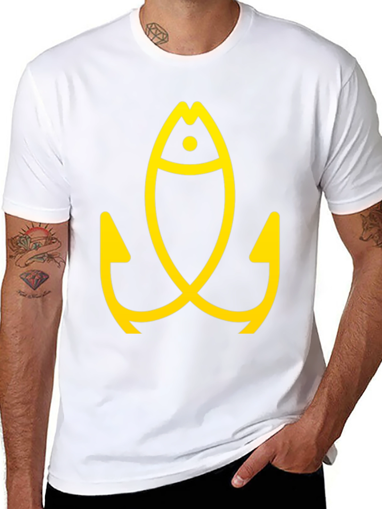Fishing Fish Hook Black Tee