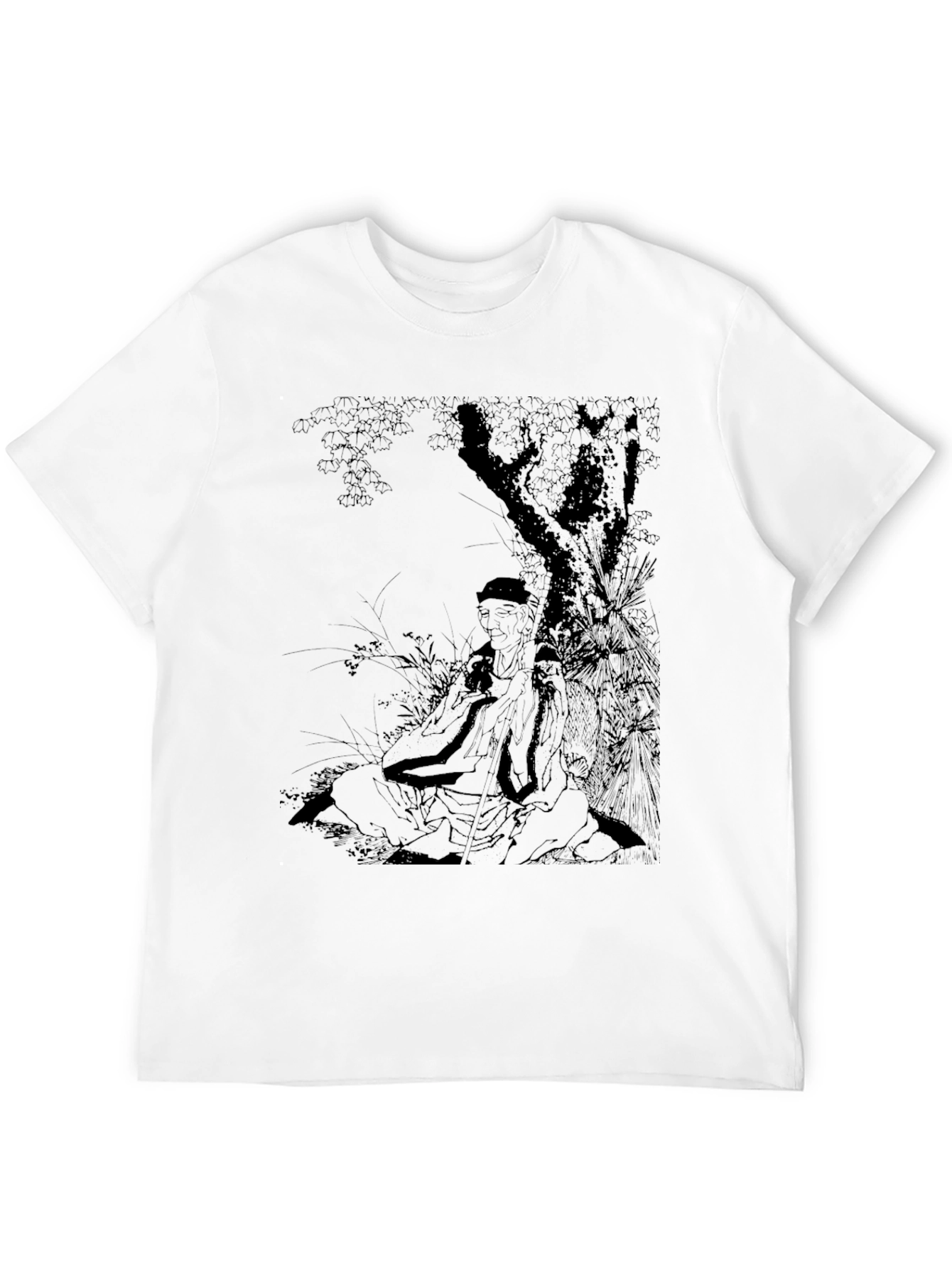 Black Tee with Asian Art Design
