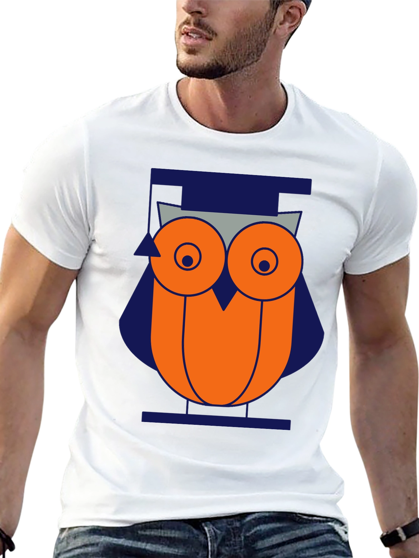 Geometric Owl Graphic Tee - Modern Style