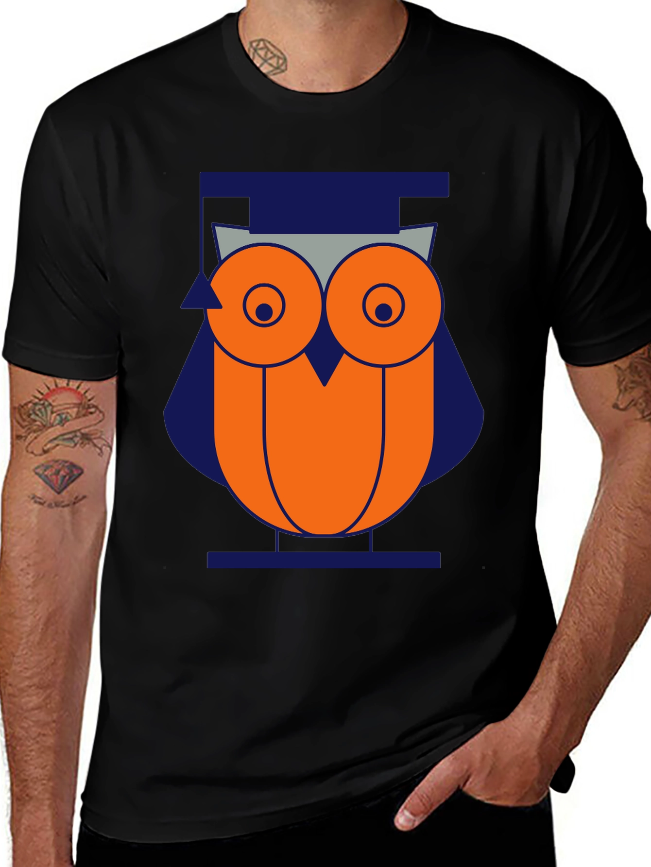 Geometric Owl Graphic Tee - Modern Style