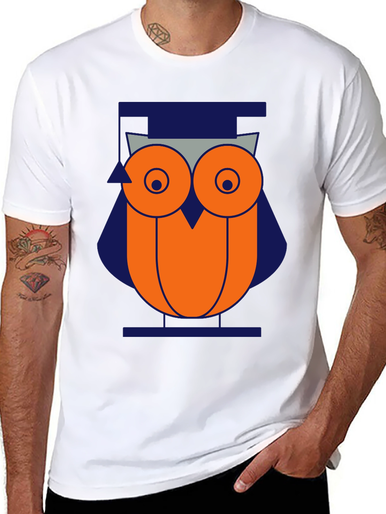 Geometric Owl Graphic Tee - Modern Style