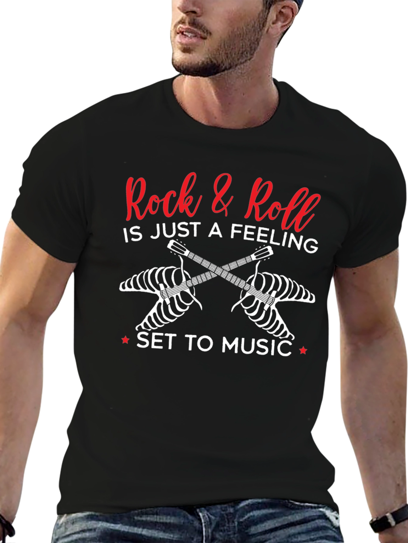 Rock & Roll Feeling Guitar Skeleton T-Shirt