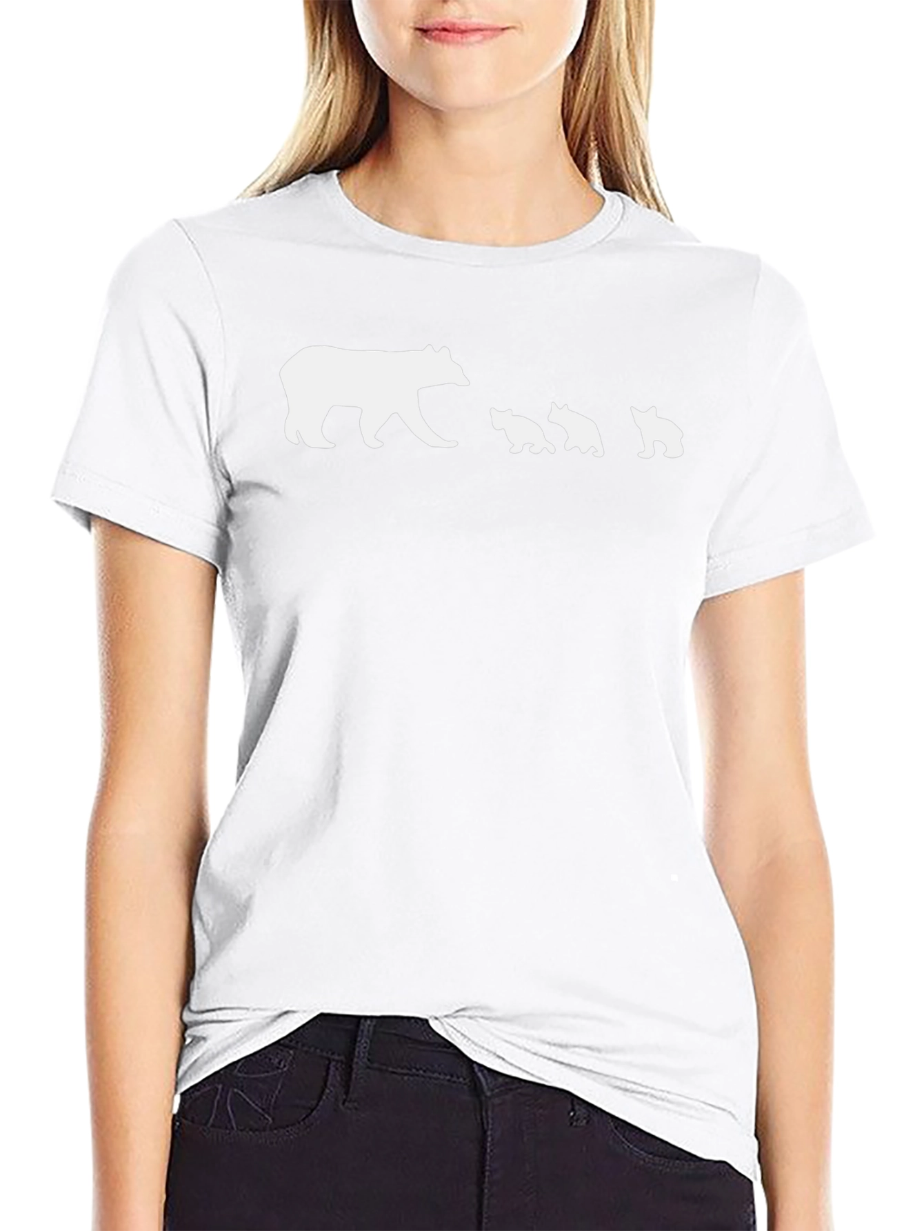 Bear Family Graphic Tee - Black Cotton T-Shirt