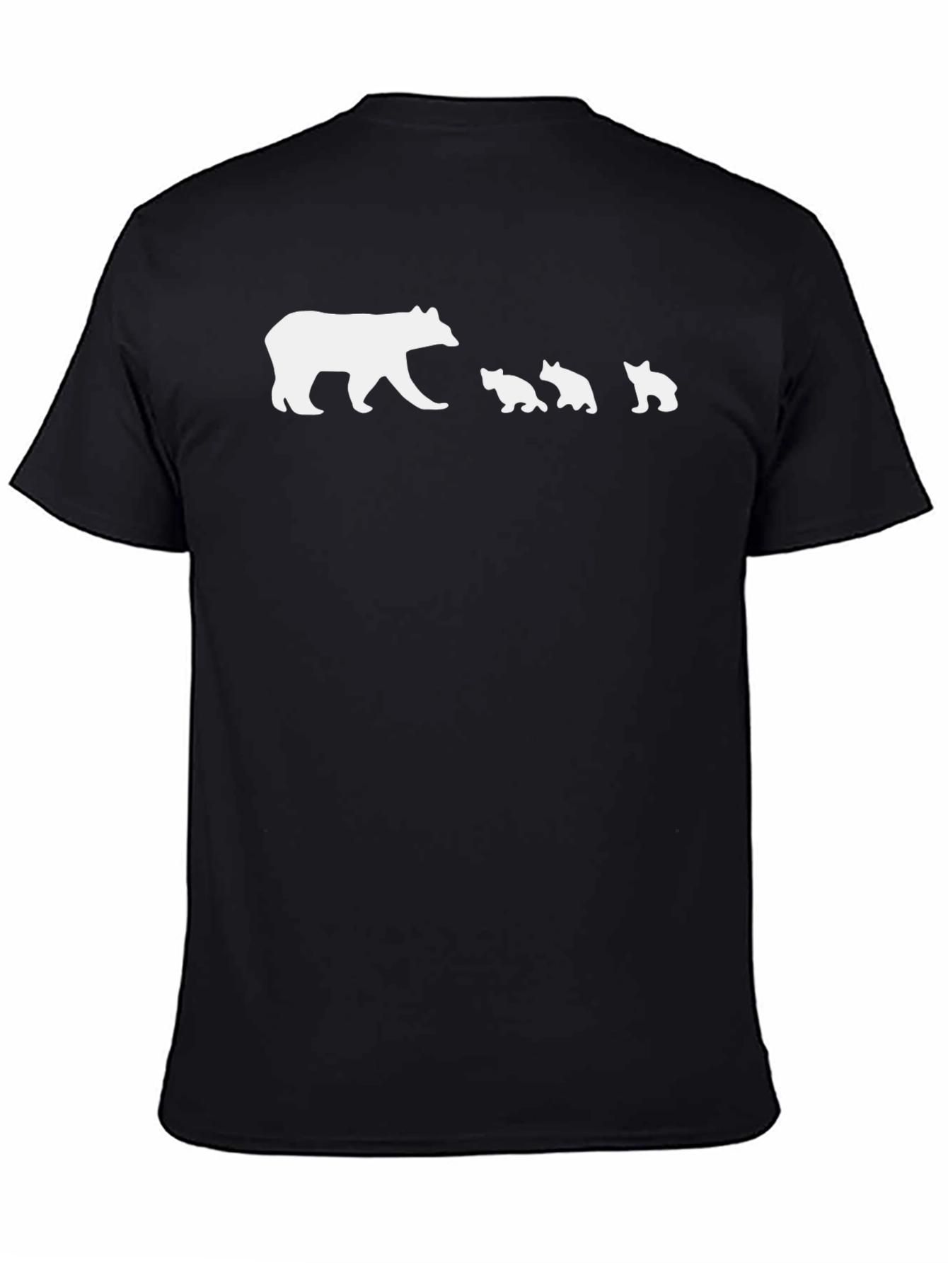 Bear Family Graphic Tee - Black Cotton T-Shirt
