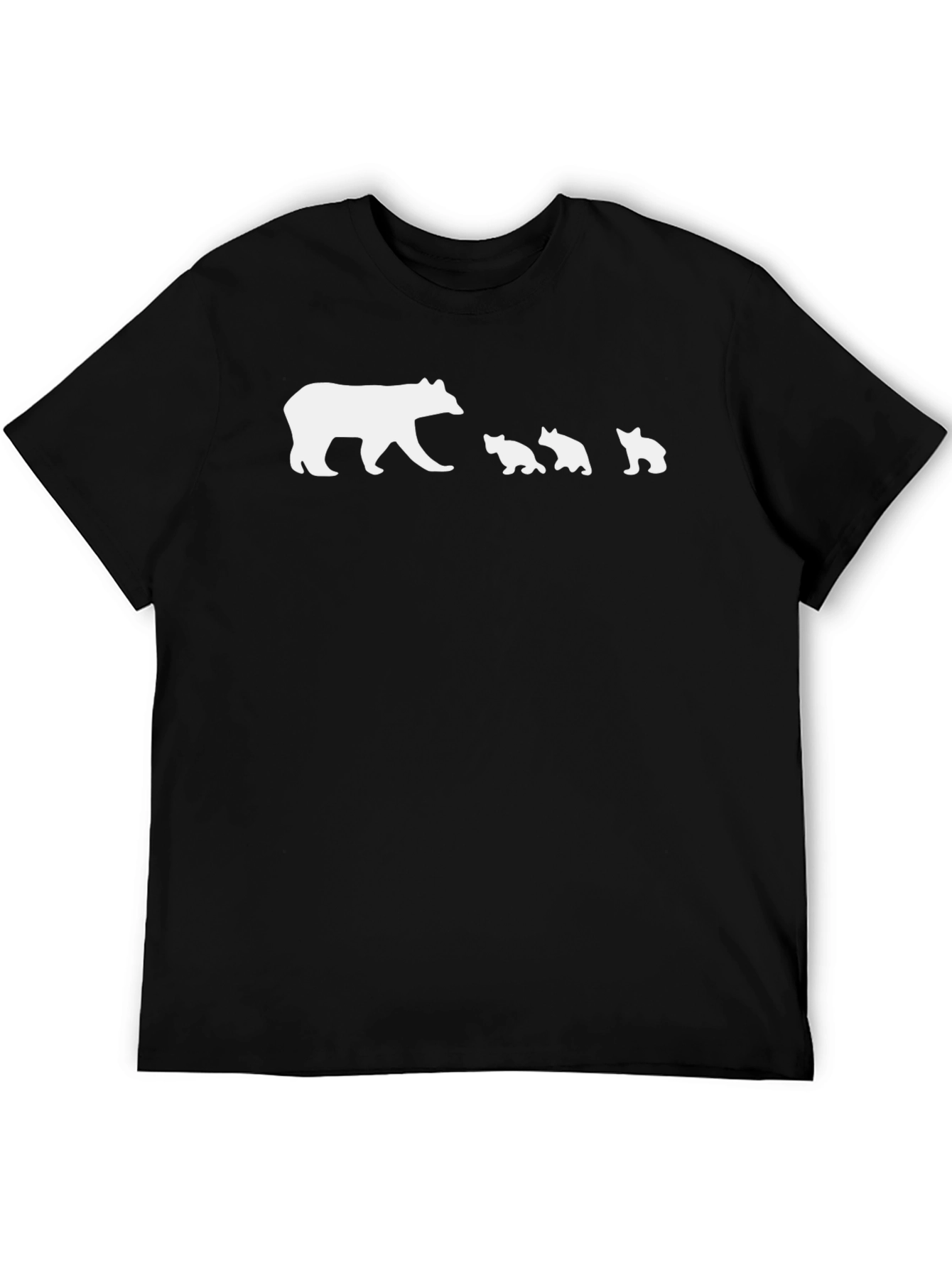 Bear Family Graphic Tee - Black Cotton T-Shirt