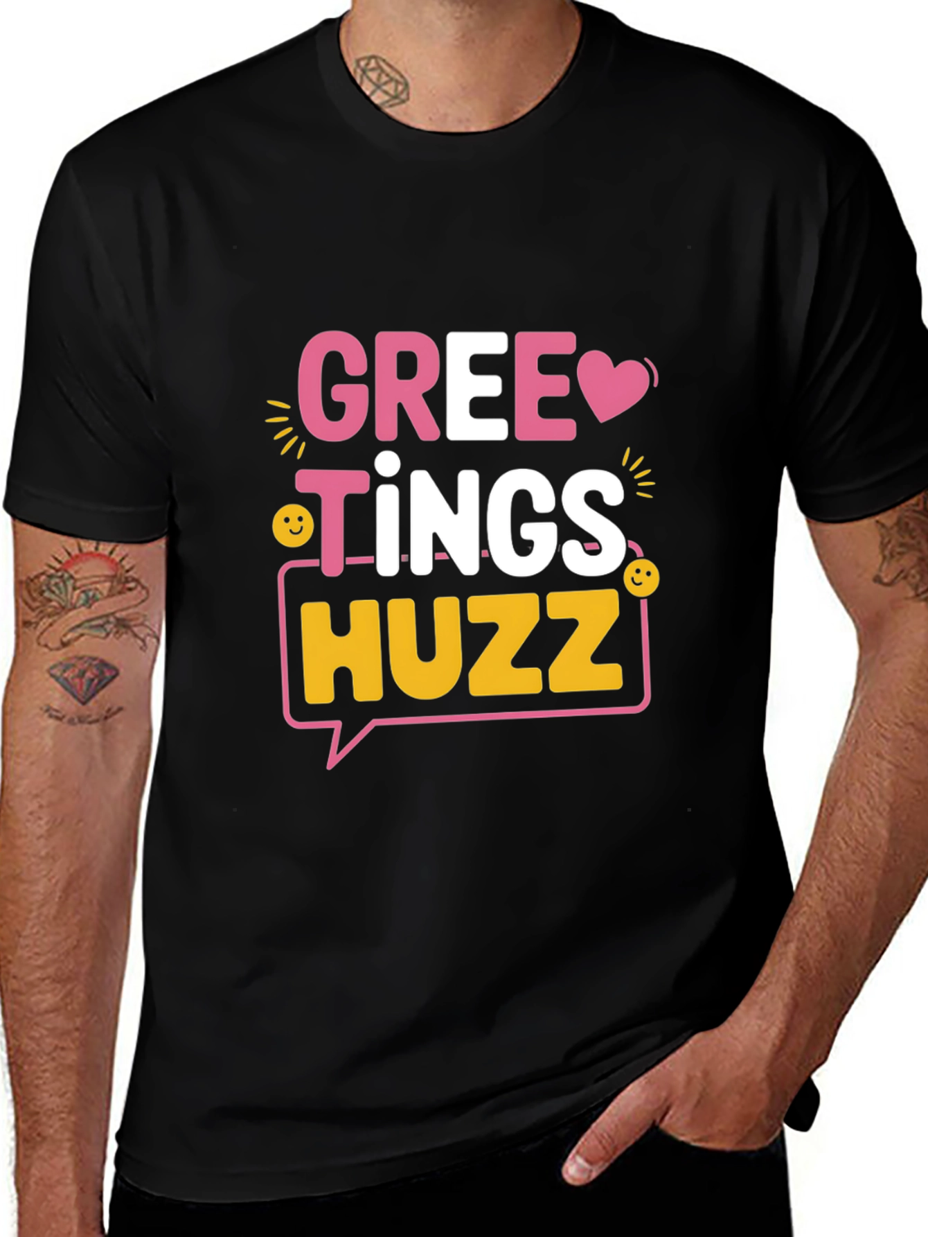 Greetings Huzz T-Shirt Fun Graphic Tee