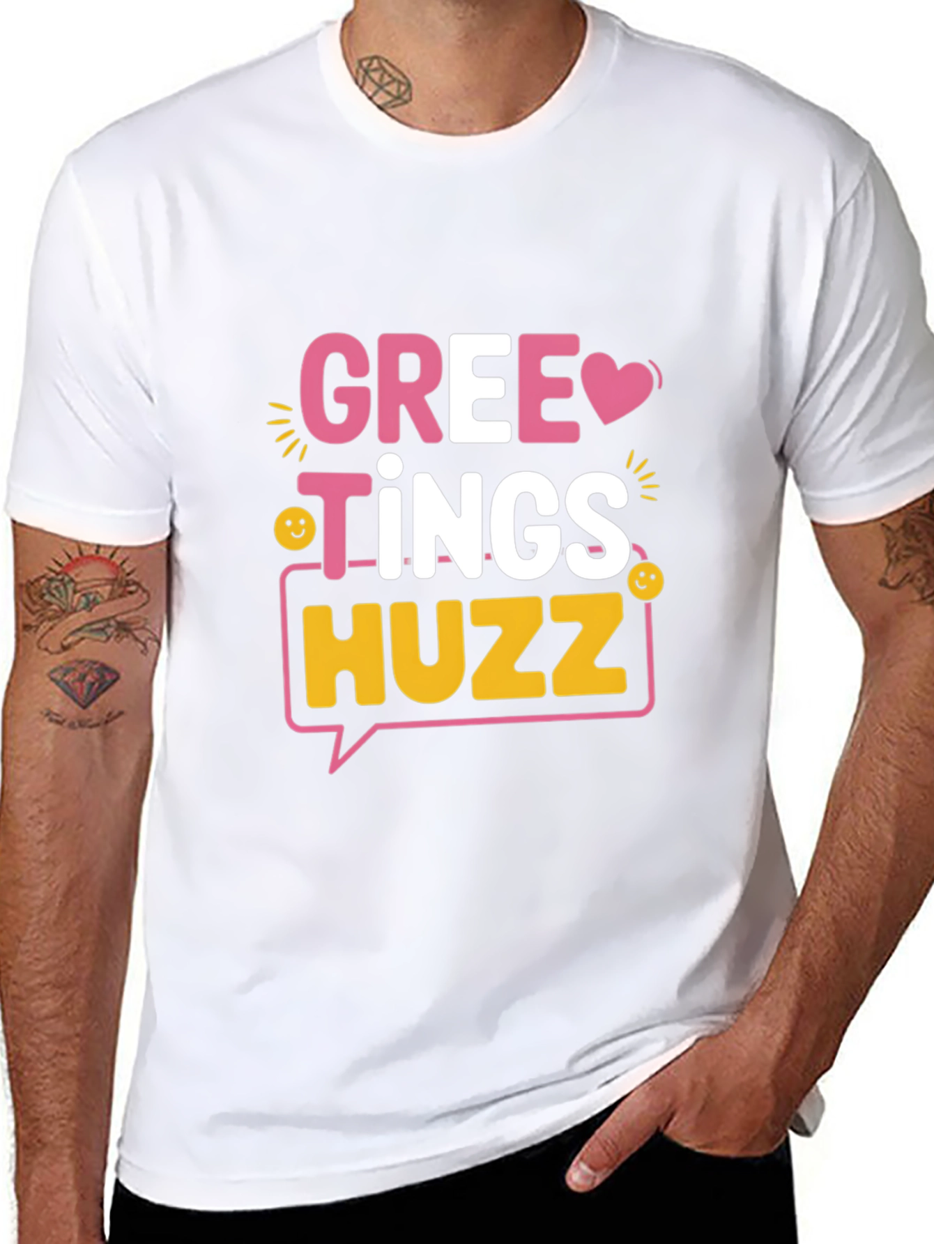 Greetings Huzz T-Shirt Fun Graphic Tee