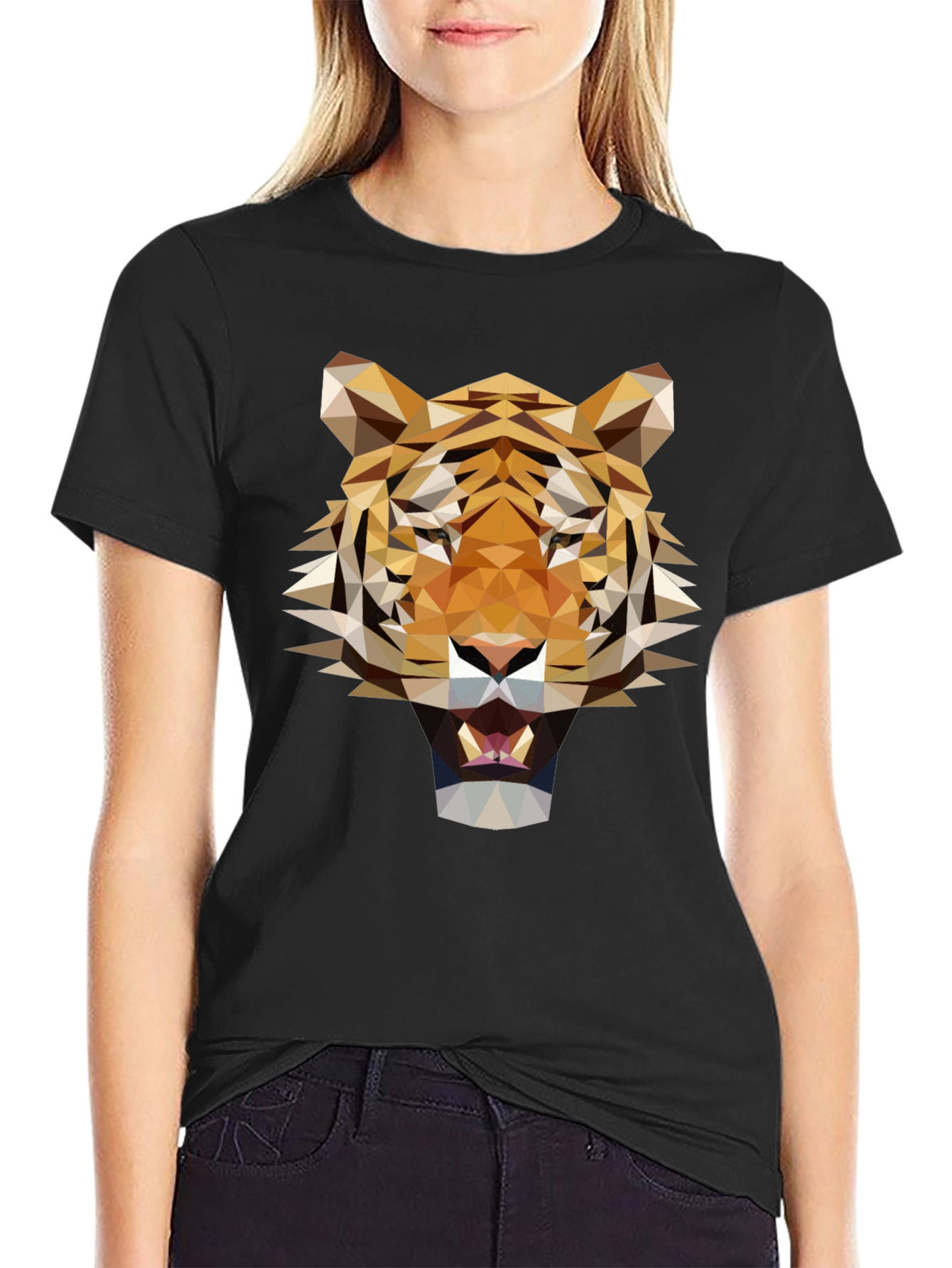 Geometric Tiger Graphic T-Shirt - Modern & Bold Style