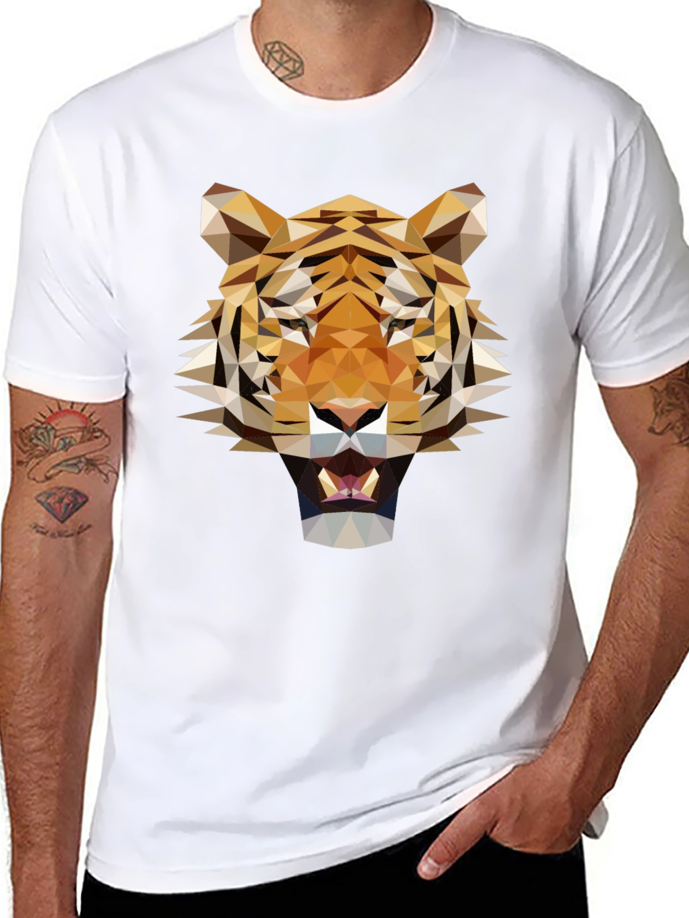 Geometric Tiger Graphic T-Shirt - Modern & Bold Style