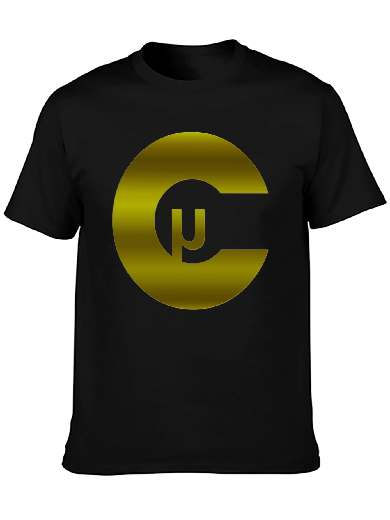 Black T-Shirt with Gold Geometric C Logo