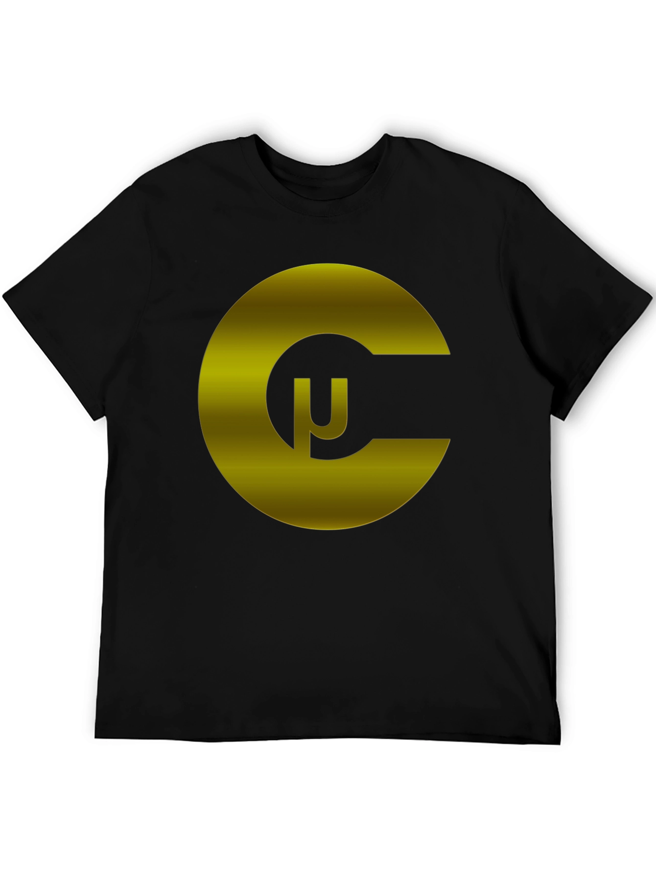 Black T-Shirt with Gold Geometric C Logo