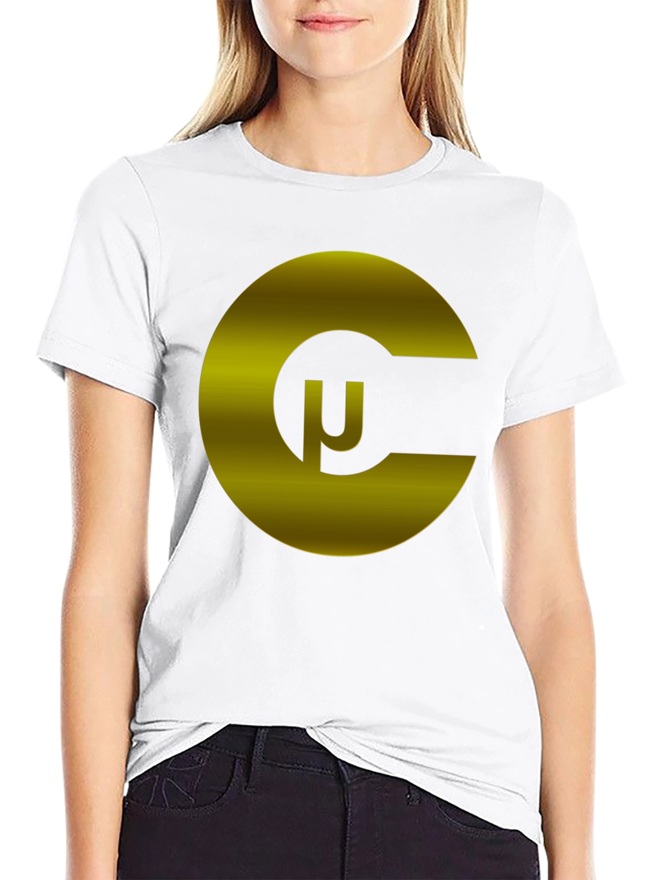 Black T-Shirt with Gold Geometric C Logo