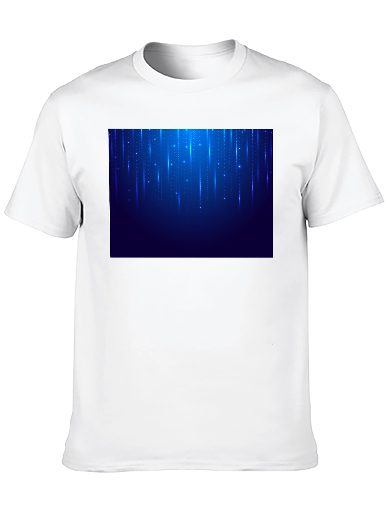 Mens Black T-Shirt with Blue Light Design