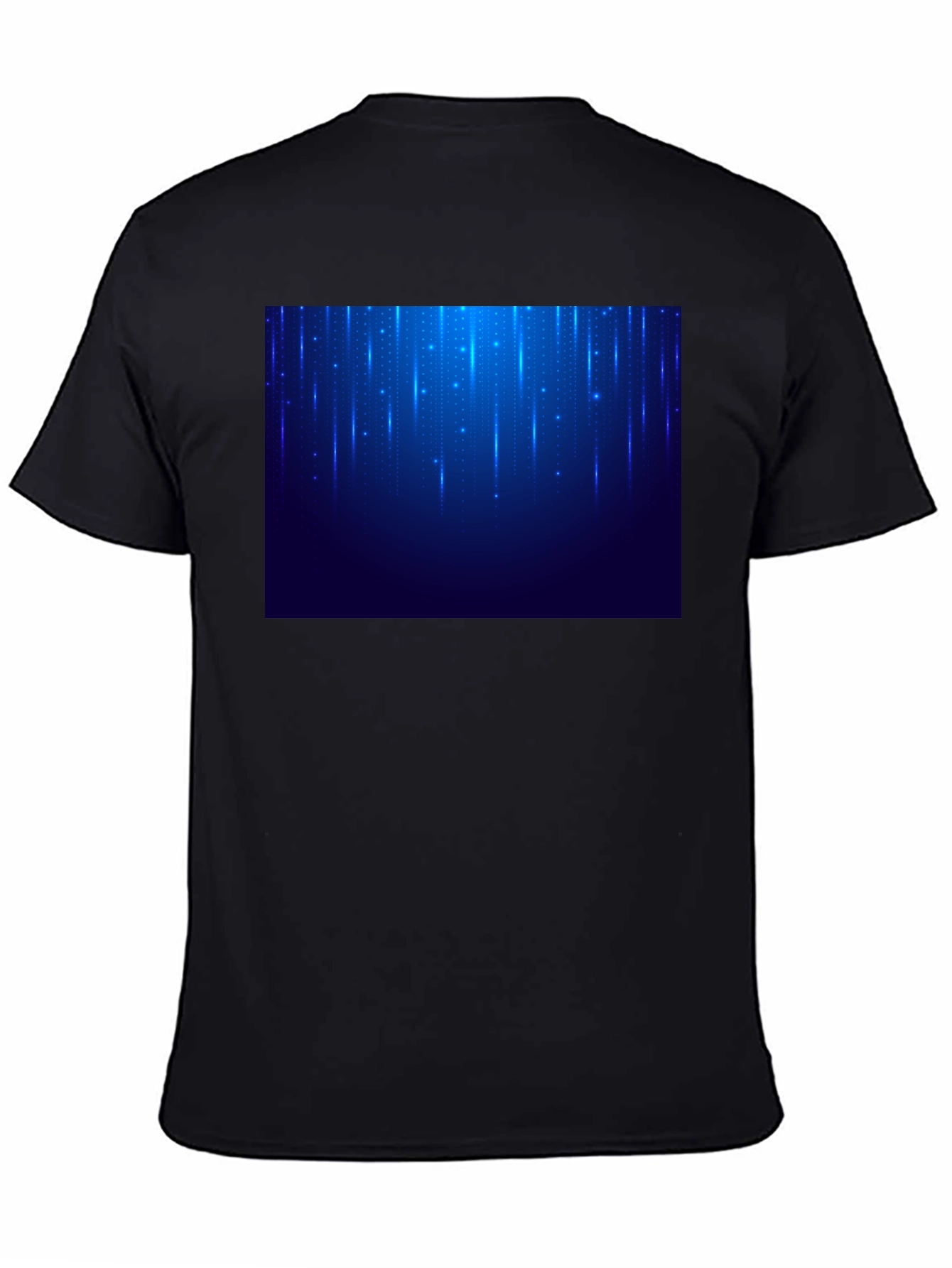 Mens Black T-Shirt with Blue Light Design