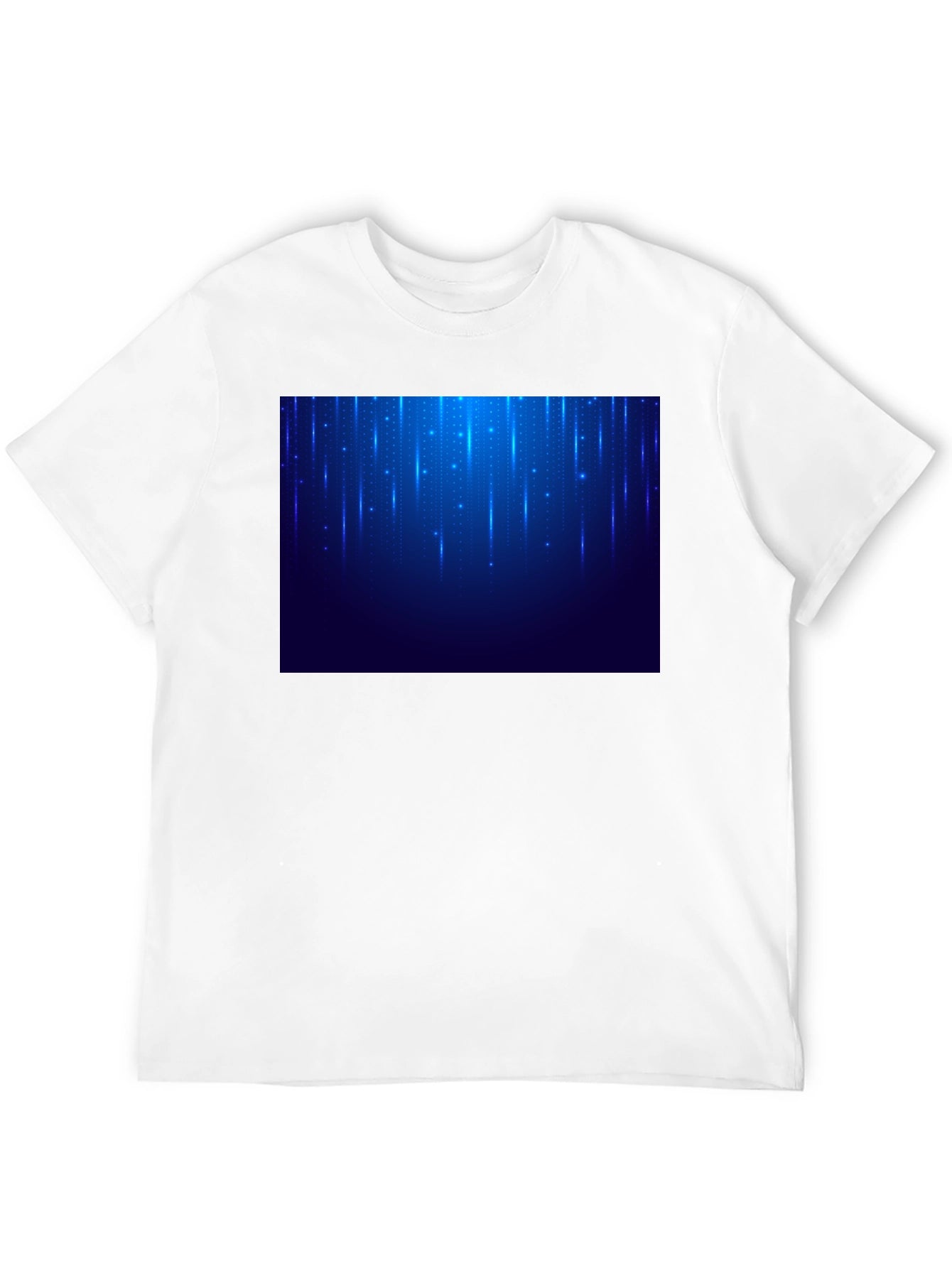 Mens Black T-Shirt with Blue Light Design