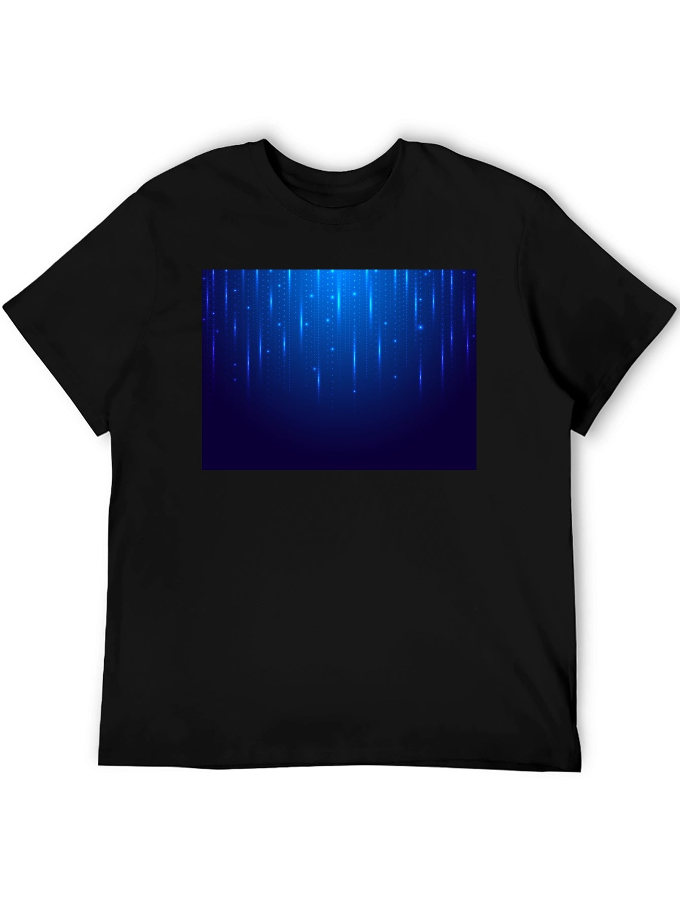 Mens Black T-Shirt with Blue Light Design