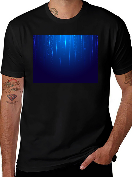 Mens Black T-Shirt with Blue Light Design