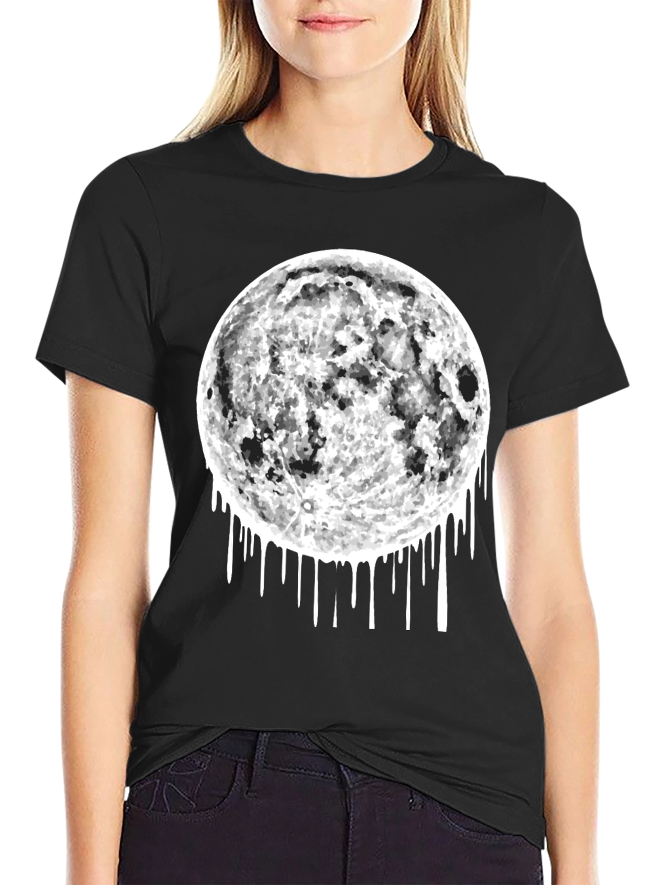 Moon Drip Graphic Tee - Black