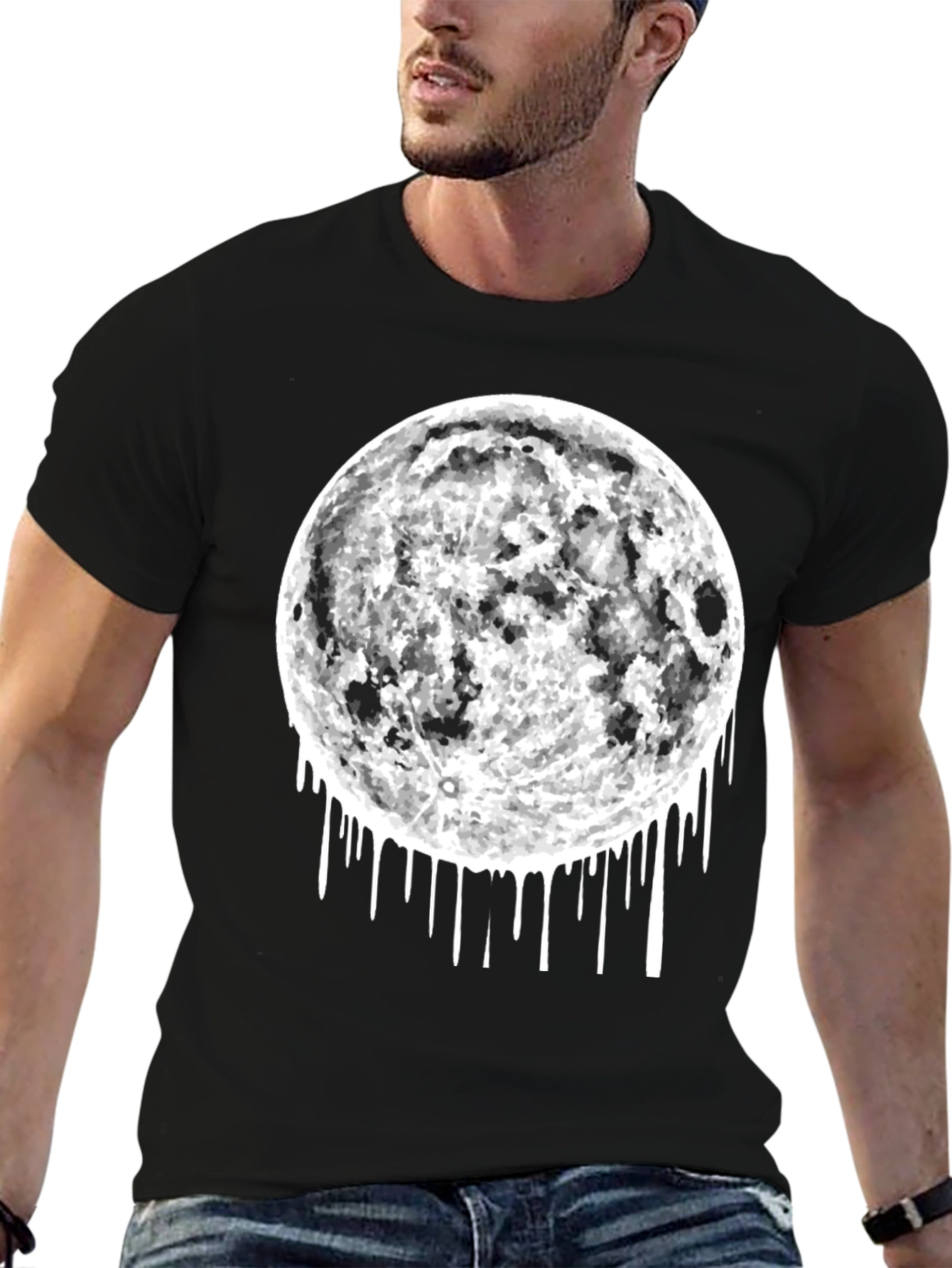Moon Drip Graphic Tee - Black