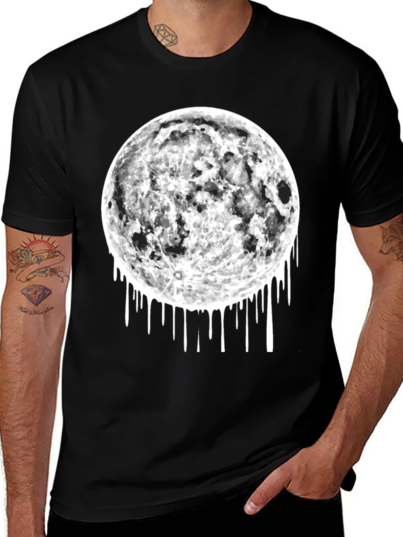 Moon Drip Graphic Tee - Black