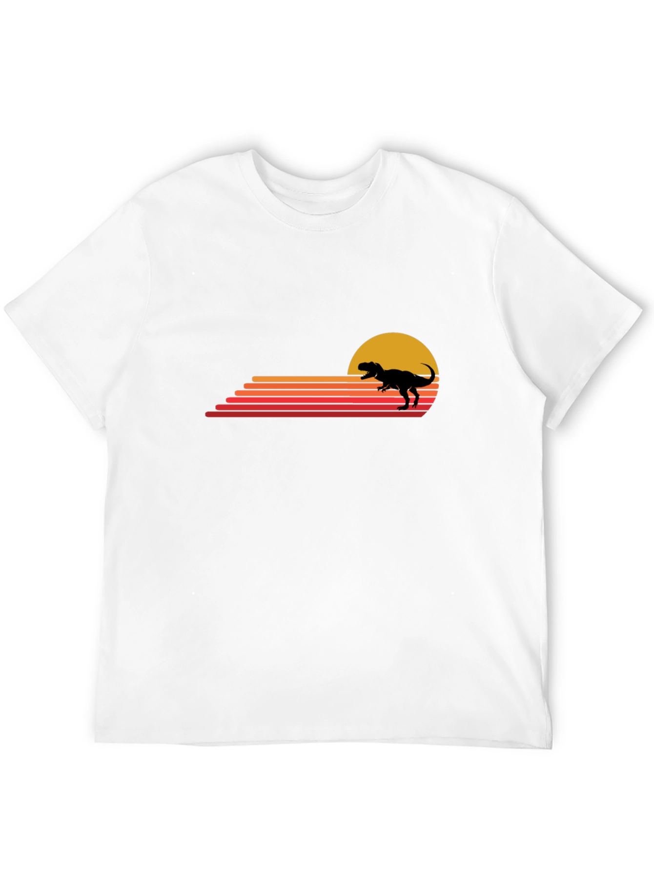 Retro Dinosaur Sunset Black T-Shirt