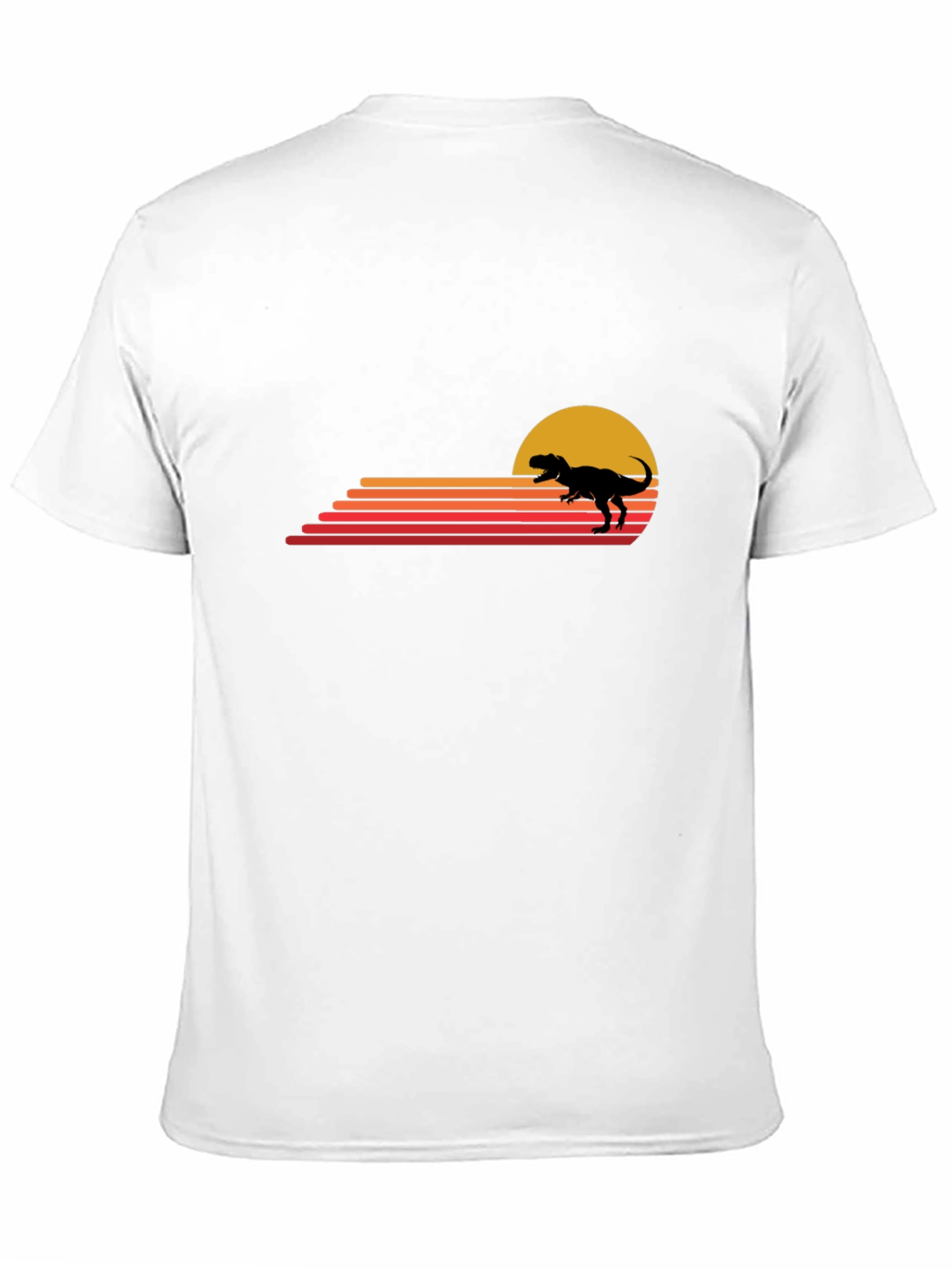 Retro Dinosaur Sunset Black T-Shirt