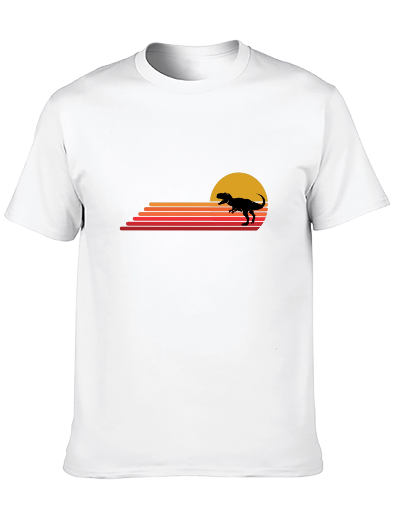 Retro Dinosaur Sunset Black T-Shirt