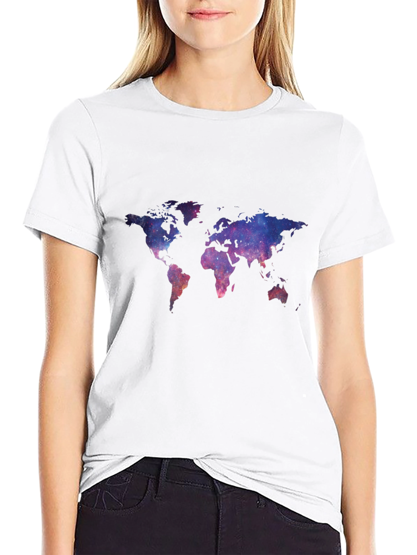 Galaxy World Map Black T-Shirt