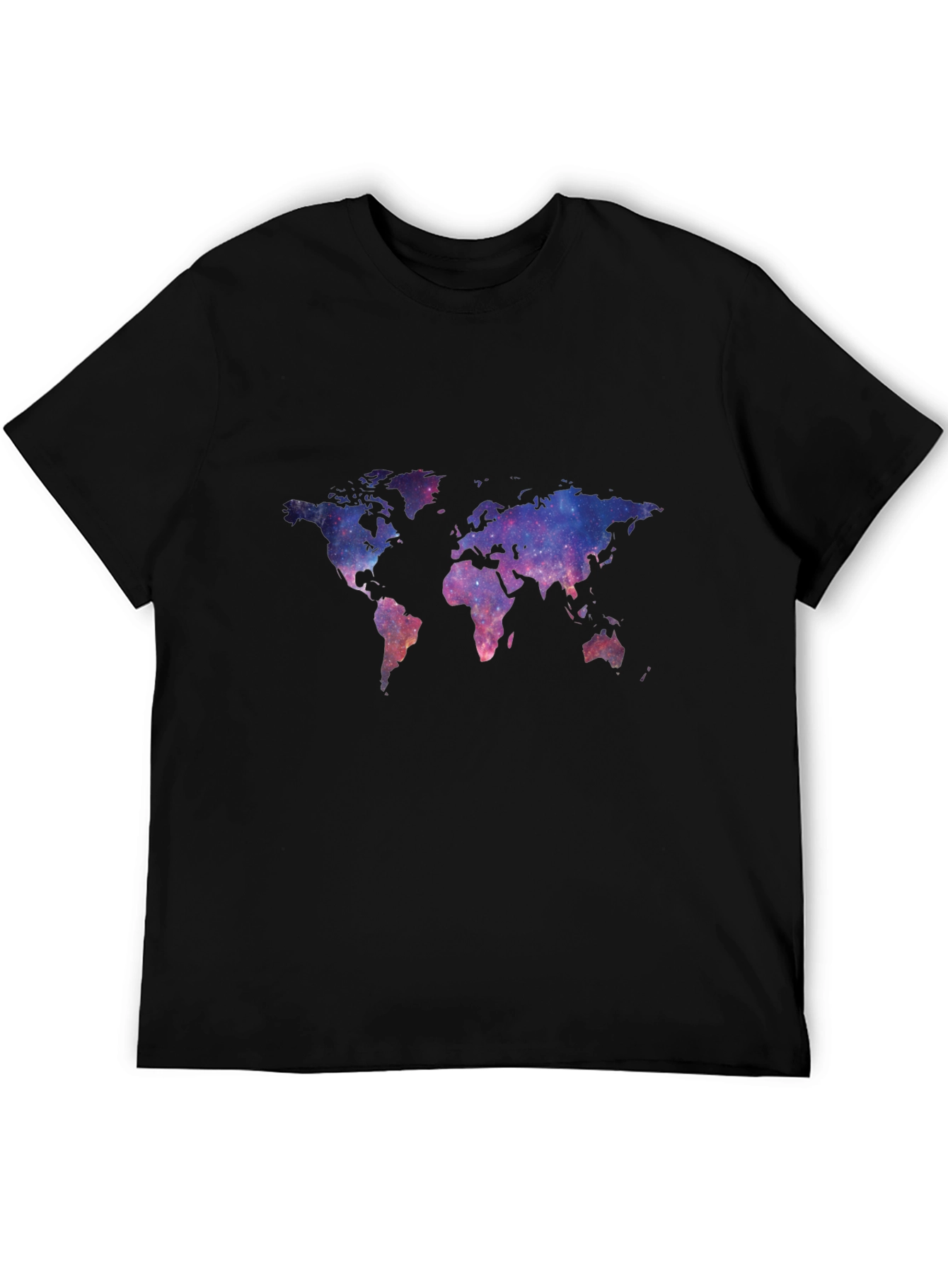 Galaxy World Map Black T-Shirt